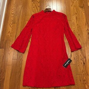 Karl Lagerfeld Vibrant Red Lace Dress - New - Never Been Worn